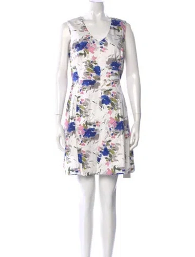 Pre-owned Reiss Floral Print Mini Dress In White