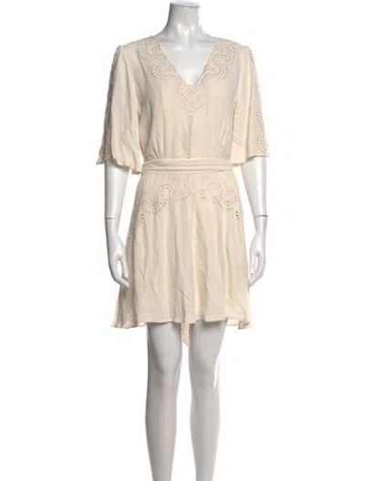 Pre-owned Reiss Floral Print Mini Dress In White