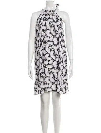 Pre-owned Reiss Floral Print Mini Dress In White