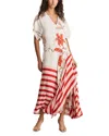 Reiss Womens Ivory Red Alicia Floral Stripe-print Woven Maxi Dress In Ivory/red