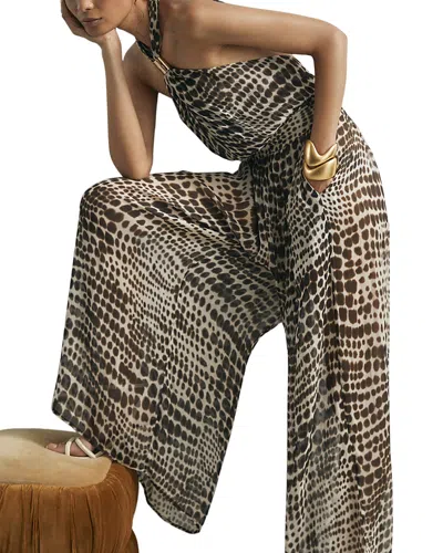 Reiss Floras Wide Leg Jumpsuit In Animal Print