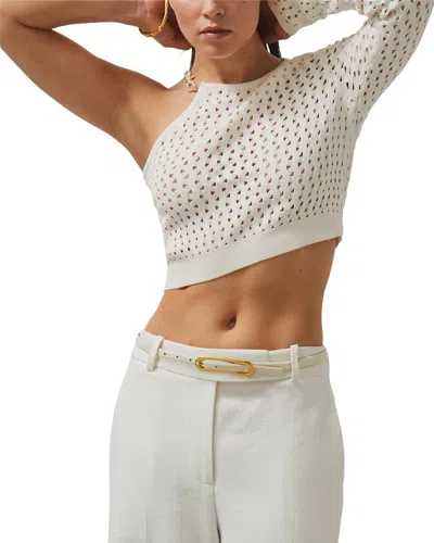 Reiss Flow One Sleeve Knitted Sweater In White