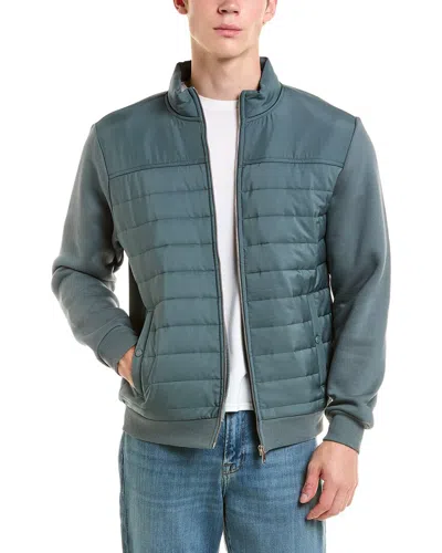 Reiss Flynn Funnel Neck Quilted Sweater In Green