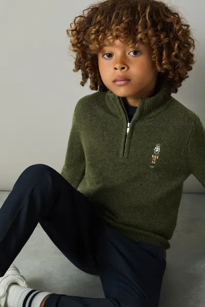 Reiss Forest Green 9-13 Yrs Half Zip Funnel Neck Jumper