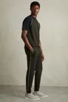 Reiss Forest Green Epping Interlock Piped Drawstring Joggers In Forest Green