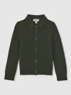 Reiss Forest Green 13-14 Yrs Wool V-stitch Button-through Cardigan