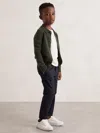 Reiss Forest Green 13-14 Yrs Wool V-stitch Button-through Cardigan In Green