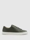Reiss Forest Green Luca Tumbled Grained Leather Trainers In Green