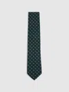 Reiss Forest Green Rimini Wool-silk Foulard Textured Tie