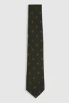 Reiss Forest Green Silk Blend Jacquard Tie In Forest Green