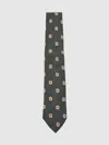 Reiss Forest Green Silk-wool Square-medallion Tie In Green