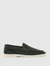 Reiss Forest Green Suede Slip-on Loafers