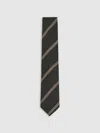 Reiss Forest Green Wool-silk Striped Tie In Green