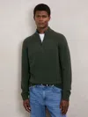 Reiss Forest Green Wool And Cashmere Half-zip Jumper