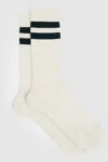 Reiss Forest Green/ecru Cotton-blend Double-stripe Socks