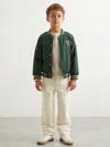 Reiss Forest Green/off White Motor Cars Embroidered Bomber Jacket In Multi