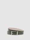 Reiss Forest Green/off White Ricky Reversible Leather Belt