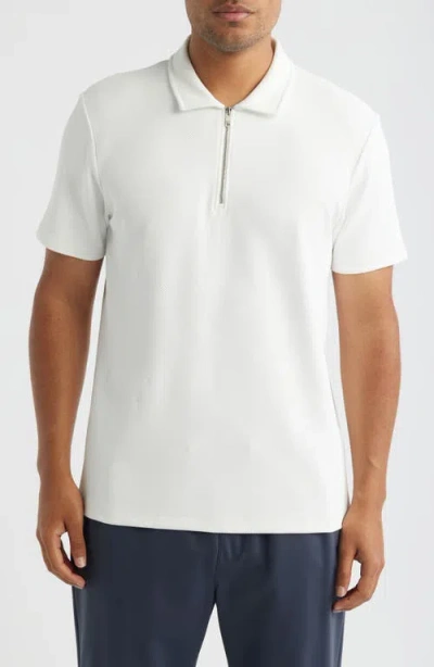 Reiss Forno Jacquard Half Zip Polo In White