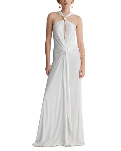 Reiss Fortuna Halter Draped Maxi Dress In White