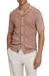 Reiss Fortune Cable Cotton Polo Sweater In Rose