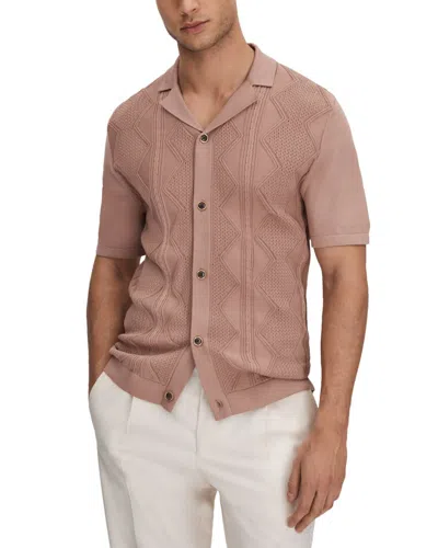 Reiss Fortune Cuban Button Top In Pink