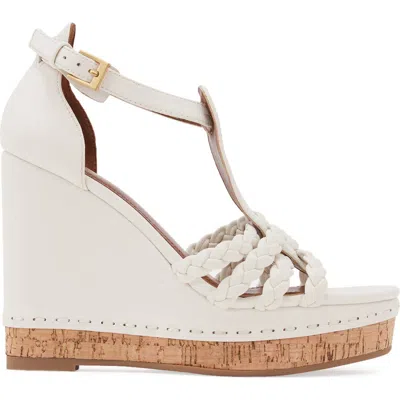 Reiss Frances Braided Wedge Ankle Strap Sandal In White