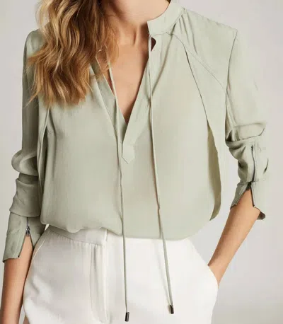 Reiss Frances Zip-cuff Detail Blouse In Pistachio Green