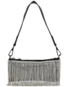 Reiss Francesca Fringe Satin Shoulder Bag In Silver