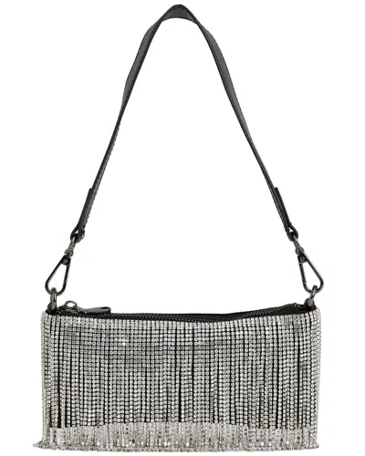 Reiss Francesca Fringe Satin Shoulder Bag In Silver