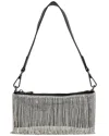 Reiss Francesca Fringe Satin Shoulder Bag In Silver
