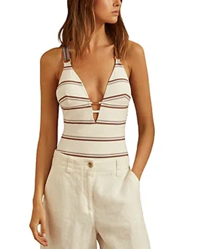 Reiss Freda One Piece Swimsuit In Cream/brown