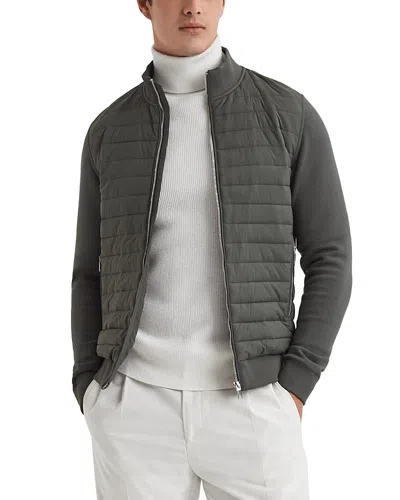 Reiss Sage Freddie Hybrid Quilt And Knit Zip-through Jacket