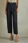 Reiss Navy Petite Tapered Belted Trousers In Navy