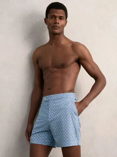 Reiss French Blue Caprio Geometric Print Swim Shorts
