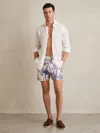 Reiss Mens French Blue White Ganetti Palm-print Swim Shorts Xs In Multi