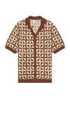 Reiss Tobacco Frenchie Crochet Cuban Collar Shirt