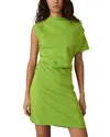 Reiss Womens Green Freya Asymmetric Ruched Woven Mini Dress In Green