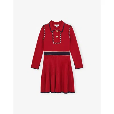 REISS RED FREYA PIPED KNITTED SKATER DRESS 9-13