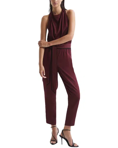 REISS FRIDA BOW-BACK LINEN-BLEND JUMPSUIT