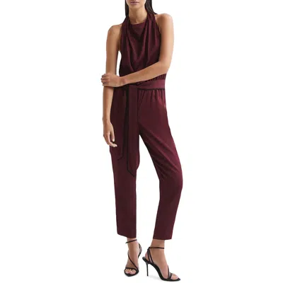 Reiss Frida Womens Satin Sleeveless Jumpsuit In Brown