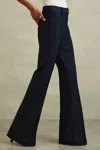 Reiss Navy Petite Twill Patch-pocket Flared Trousers In Navy