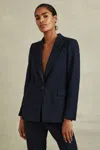 Reiss Gabi - Navy Petite Tailored Single Breasted Suit Blazer, Us 8