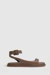 REISS GABI - TAN LEATHER PLAIT DETAIL SANDALS, UK 8 EU 41