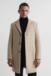 Reiss Stone Single Breasted Overcoat