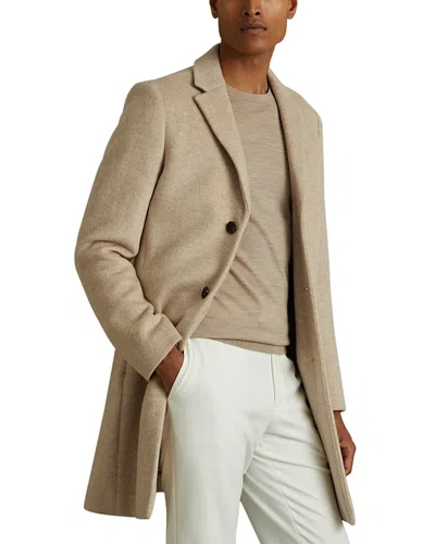 Reiss Gable Overcoat In Oatmeal Herringbone