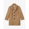 Reiss Camel 13-14 Yrs Single Breasted Overcoat In Brown