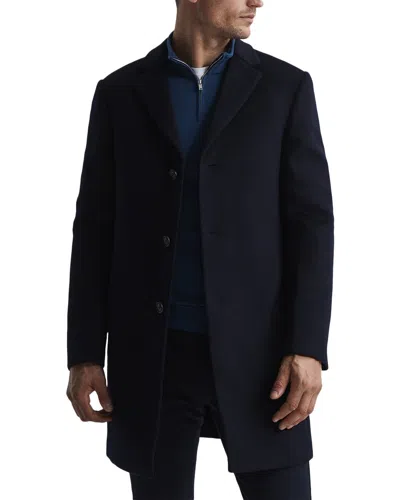 Reiss Gable Wool-blend Epsom Overcoat In Blue