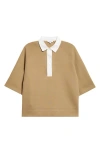Reiss Gaia Cotton Blend Polo In Brown