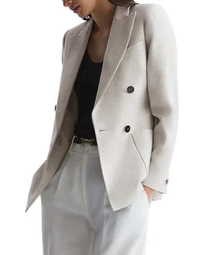 Reiss Gaia Double-breasted Blazer In White