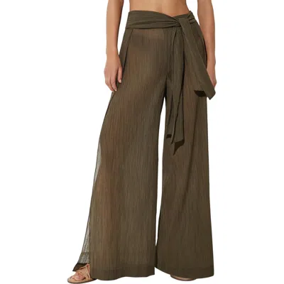 Reiss Gemma Cotton Blend Plisse Swim Cover-up Pants In Green